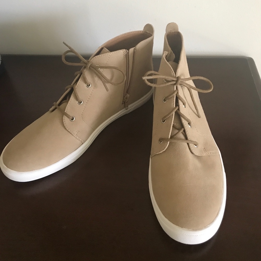 Tan zip up high tops